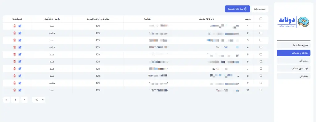 سامانه مودیان مالیاتی دونات
